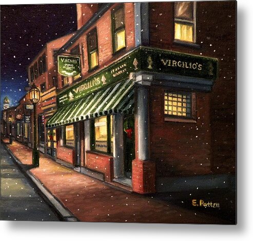 Gloucester Metal Print featuring the painting Christmas At Virgilios by Eileen Patten Oliver
