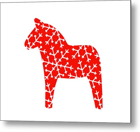 Swedish Metal Print featuring the photograph Christmas Swedish Dala Horse by Suzanne Powers