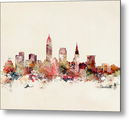 Cleveland Ohio Skyline Metal Print featuring the painting Cleveland Ohio by Bri Buckley