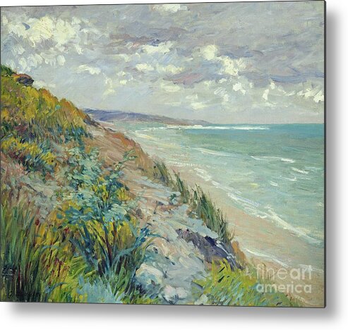 Beach Metal Print featuring the painting Cliffs by the sea at Trouville by Gustave Caillebotte