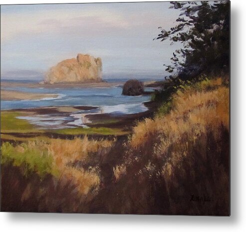 Ocean Metal Print featuring the painting Coastal Morning by Karen Ilari