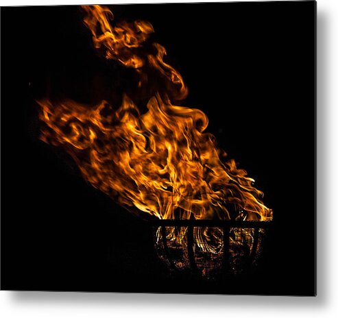 Fire Basket Metal Print featuring the photograph Fire Cresset by Jerry Gammon