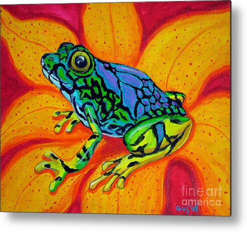 Frog Metal Print featuring the painting Colorful Frog by Nick Gustafson