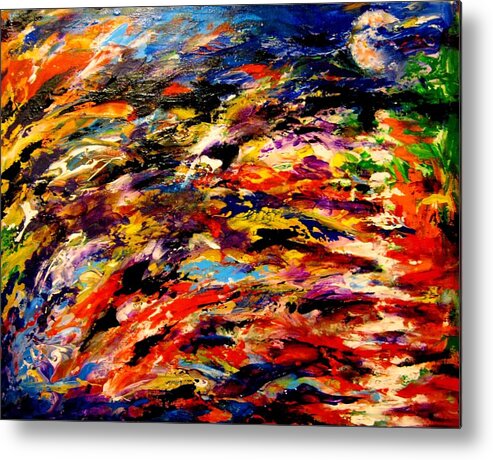 Healing Energy Spiritual Contemporary Art Metal Print featuring the painting ColorScape 13. RED MOON by Helen Kagan