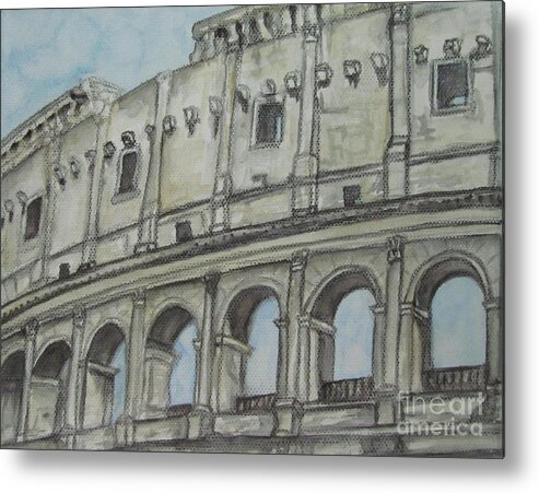 Watercolour Paintings Metal Print featuring the painting Colosseum Rome Italy by Malinda Prud'homme