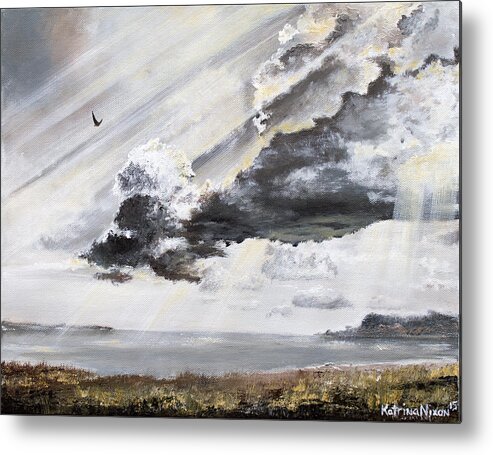 Landscapes Metal Print featuring the painting Coming In The Clouds by Katrina Nixon