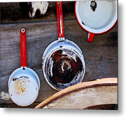 Chef Metal Print featuring the photograph Cookie's Pots 21831 3 by Jerry Sodorff