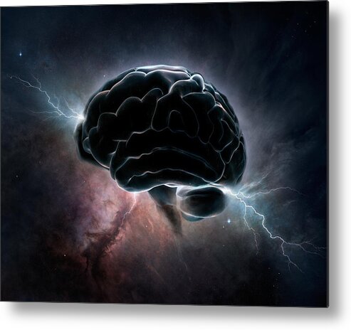 Brain Metal Print featuring the digital art Cosmic Intelligence by Johan Swanepoel