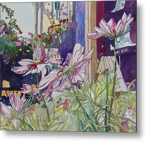 Cosmos Metal Print featuring the mixed media Cosmos at the Coffee Shoppe by Terry Holliday