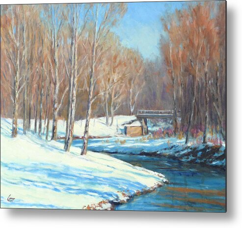 Landscape Metal Print featuring the painting Country Snowfall by Michael Camp