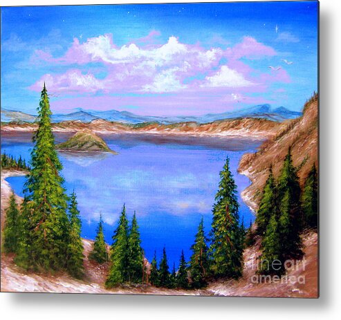 Lake Metal Print featuring the painting Crater Lake Oregon by Bella Apollonia