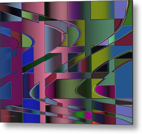 Geometric Metal Print featuring the digital art Curves and Trapezoids 3 by Judi Suni Hall