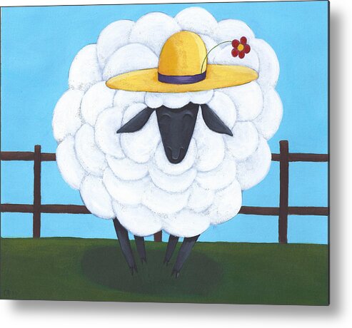 Sheep Metal Print featuring the painting Cute Sheep Nursery Art by Christy Beckwith
