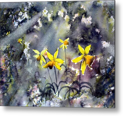 Glenn Marshall Artist Metal Print featuring the painting Daffodils of Hope by Glenn Marshall