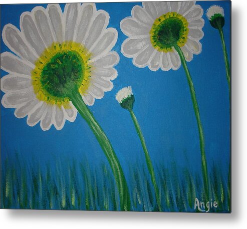 Daisy Metal Print featuring the painting Daisies by Angie Butler