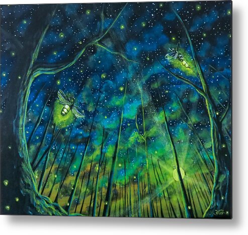 Lightning Bugs Metal Print featuring the painting Dance The Night Away by Joel Tesch