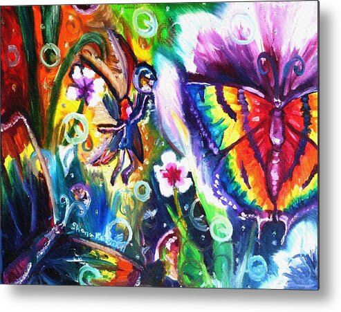 Butterfly Metal Print featuring the painting Dancing With Dew by Shana Rowe Jackson