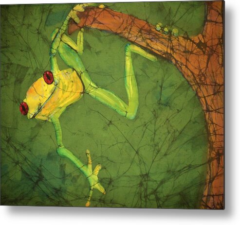 Frog Metal Print featuring the tapestry - textile Dangler by Kay Shaffer