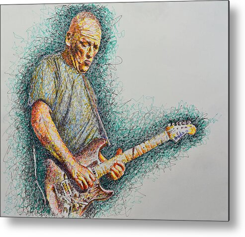 Dave Gilmour Formerly/presently Of pink Floyd Metal Print featuring the drawing Dave Gilmour by Breyhs Swan