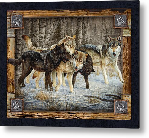 Cynthie Fisher Metal Print featuring the painting Deco Wolves by JQ Licensing