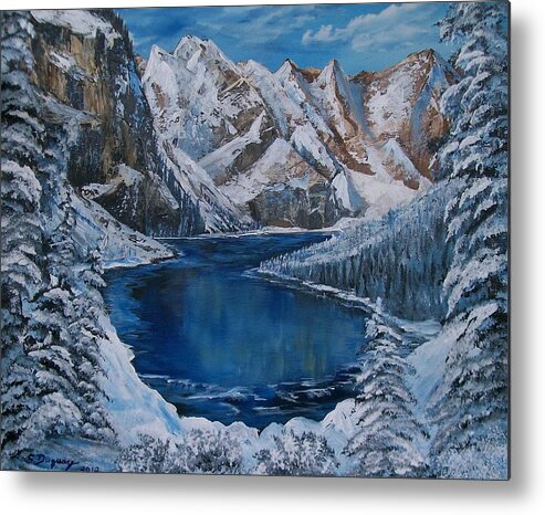 Mountains Metal Print featuring the painting Deep Dark and Cold by Sharon Duguay