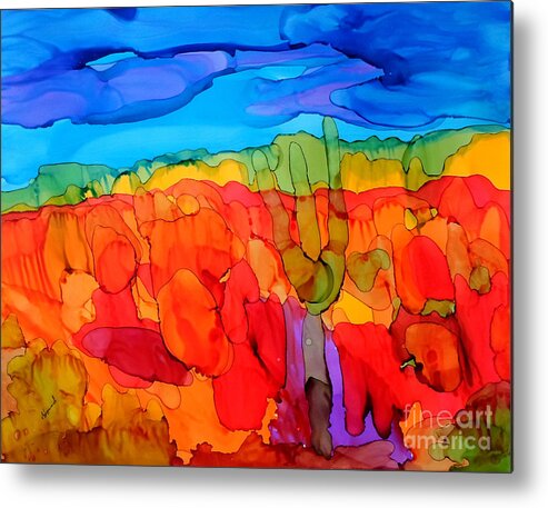 Alcohol Ink Metal Print featuring the painting Desert Beauty 3 by Vicki Housel