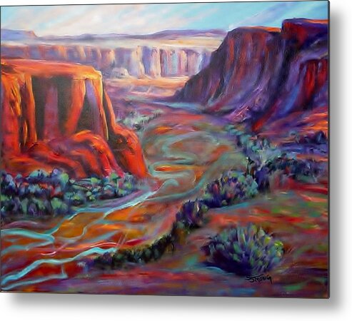 Canyon Metal Print featuring the painting Desert Canyon by Sherry Strong