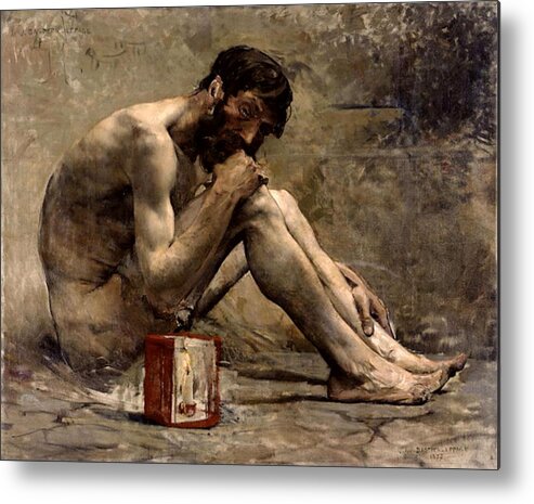 Diogenes Metal Print featuring the painting Diogenes by Jules Bastien Lepage