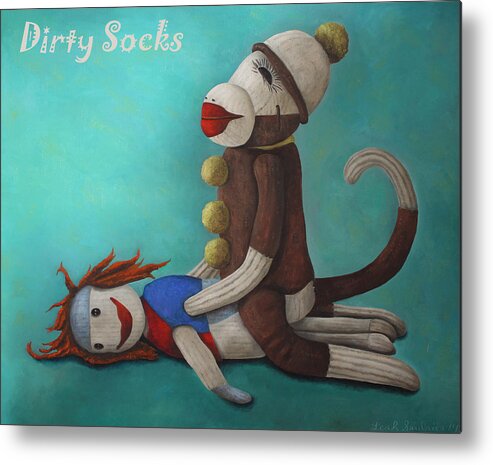Dirty Socks Metal Print featuring the painting Dirty Socks 4 with Lettering by Leah Saulnier The Painting Maniac