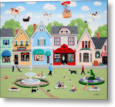 Naive Metal Print featuring the painting Dog Lovers' Lane by Wilfrido Limvalencia