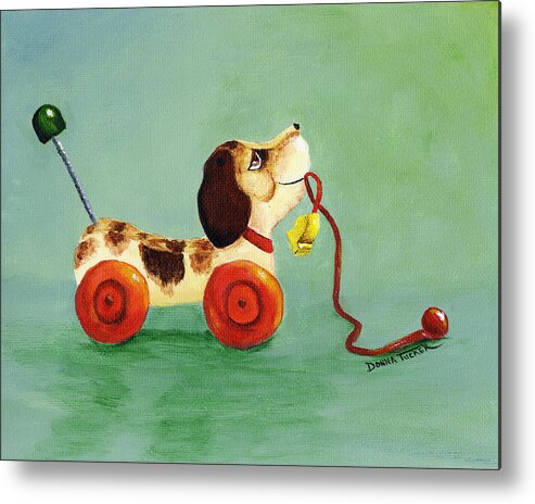 Toy Metal Print featuring the painting Dog Pull Toy by Donna Tucker