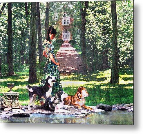 Landscape Metal Print featuring the photograph Dogs Lay at Her Feet by Steve Karol