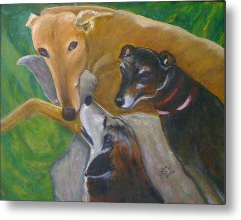 Dogs Metal Print featuring the painting Dogs Resting by Lucille Valentino