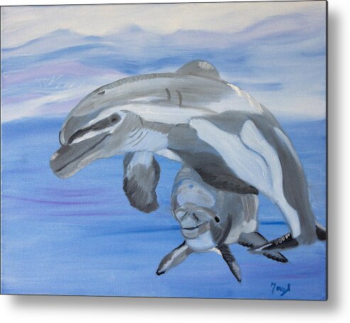 Dolphins Metal Print featuring the painting Sublime Dolphins by Meryl Goudey