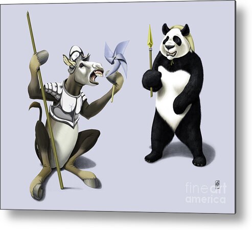 Donkey Metal Print featuring the mixed media Donkey Xote and Sancho Panda Colour by Rob Snow