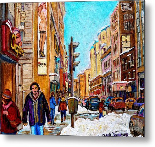 La Senza Lingerie Metal Print featuring the painting Downtown City Life by Carole Spandau