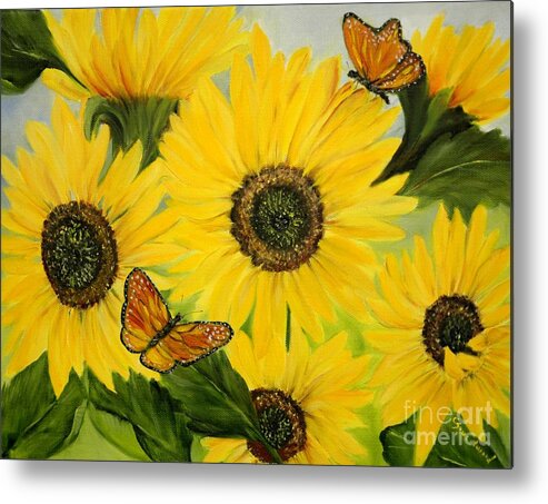 Sunflowers Metal Print featuring the painting Dreaming of Summer by Carol Sweetwood