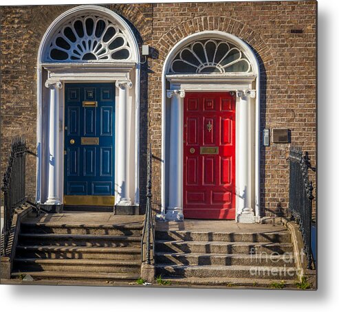 Architecture Metal Print featuring the photograph Dual Doors by Inge Johnsson