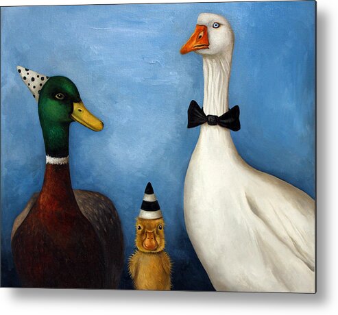 Duck Metal Print featuring the painting Duck Duck Goose by Leah Saulnier The Painting Maniac