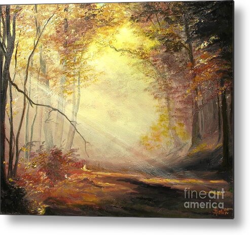 Autumn Metal Print featuring the painting Early in The Morning by Sorin Apostolescu