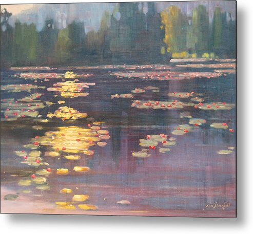 Berkshire Hills Paintings Metal Print featuring the painting Early Morning by Len Stomski