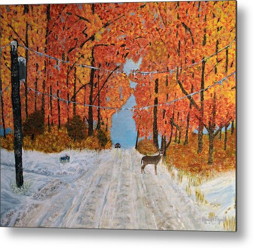 Snow Metal Print featuring the painting Early snow by Ken Figurski