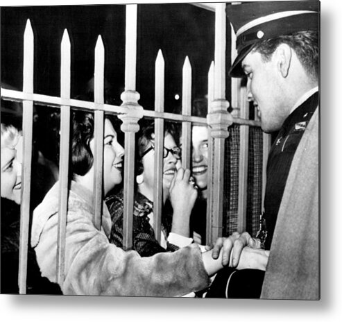 Classic Metal Print featuring the photograph Elvis Presley Embraces Fans by Retro Images Archive