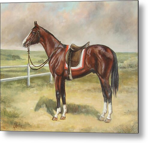 English Stallion Metal Print featuring the painting English stallion dark bay by Irek Szelag