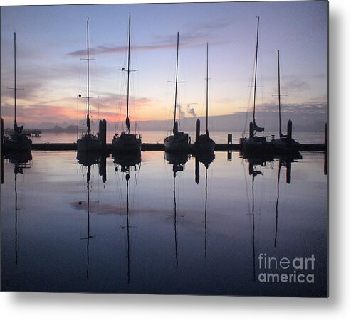 Sailboats Metal Print featuring the photograph Eureka Harbor at Sunset by Laura Wong-Rose