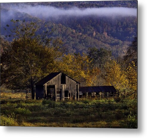 Old Barn Metal Print featuring the photograph Fall Sunrise Old Barn at 21/43 Intersection by Michael Dougherty