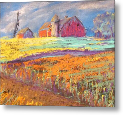 Farm Metal Print featuring the painting Farmland Sunset by Terri Einer