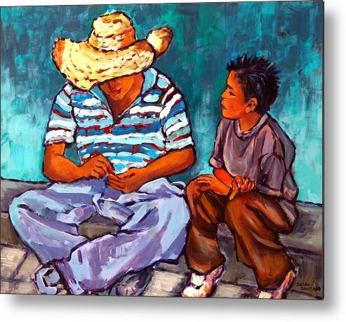 Acrylic Metal Print featuring the painting Father and son by Susan Santiago