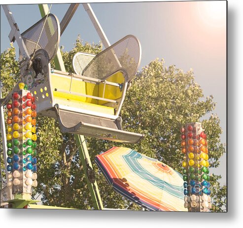 Yellow Metal Print featuring the photograph Ferris wheel bucket by Cindy Garber Iverson