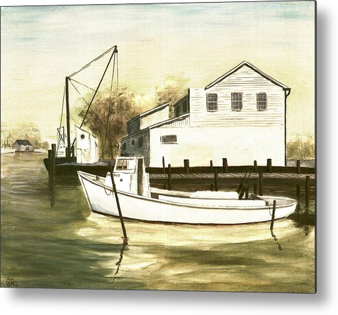 Boat Metal Print featuring the painting Fine Art Traditional Oil Painting Solomons Island by G Linsenmayer